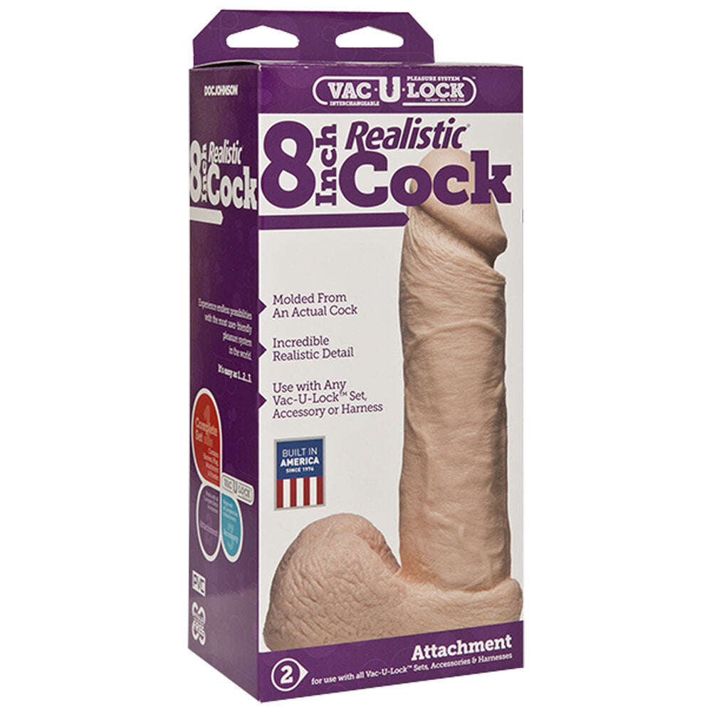 VacULock 8 Inch Realistic Cock Attachment Flesh Pink - Sinsations