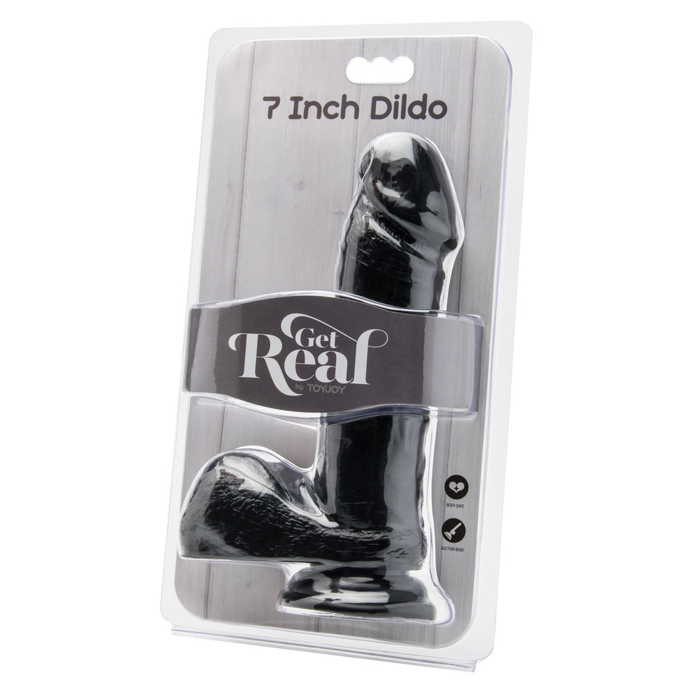 ToyJoy Get Real 7 Inch Dong With Balls Black - Sinsations