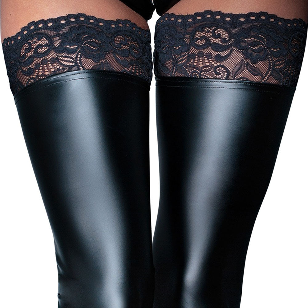 Noir Handmade Black Footless Lace Top Stockings - Sinsations
