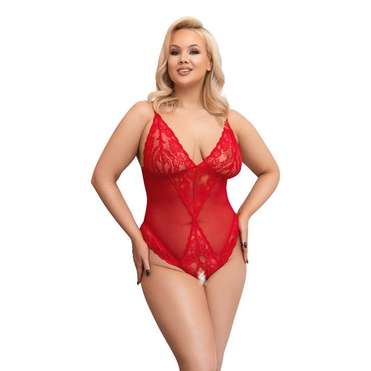 Cottelli Curves Crotchless Body Red - Sinsations