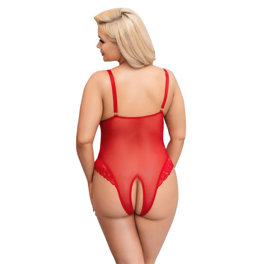 Cottelli Curves Crotchless Body Red - Sinsations