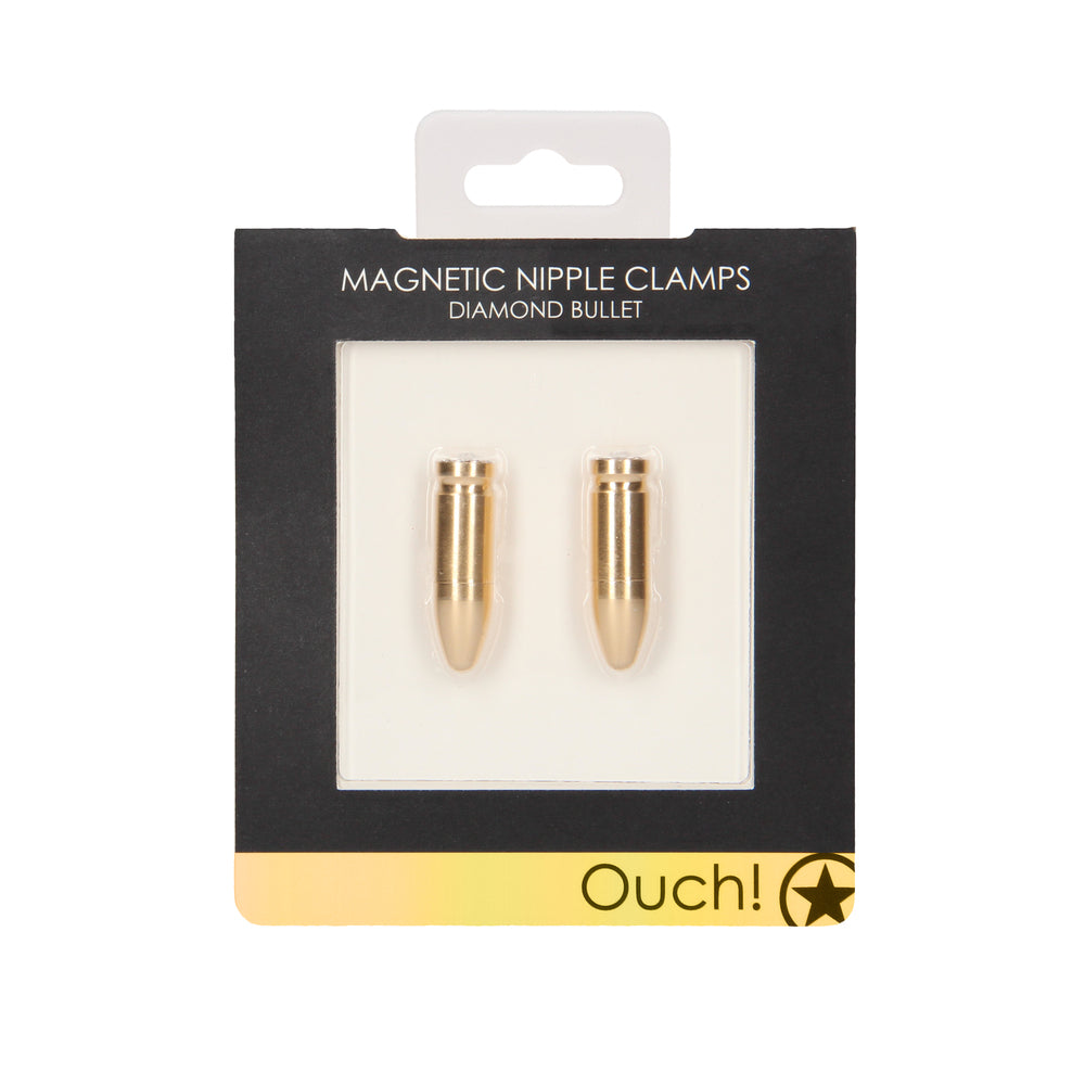 Ouch Magnetic Nipple Clamps Diamond Bullet Gold - Sinsations