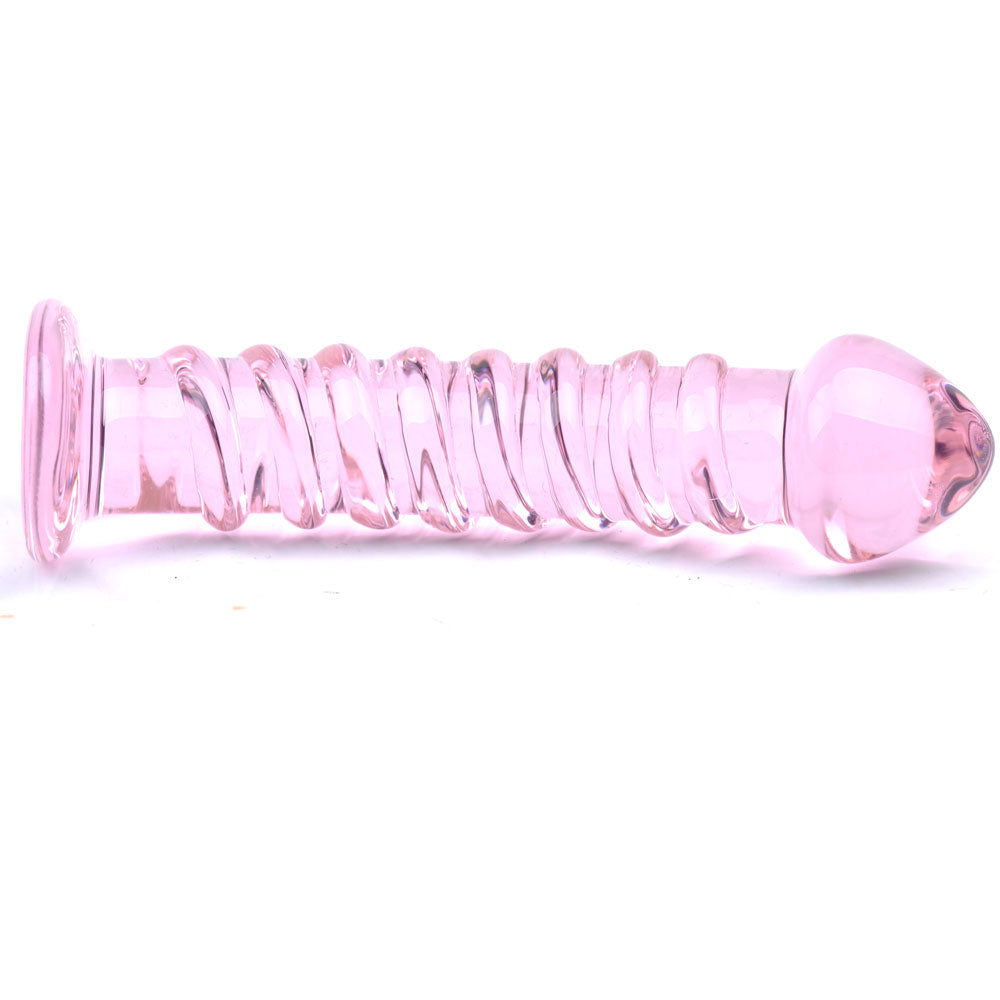 Textured Pink Glass Dildo - Sinsations
