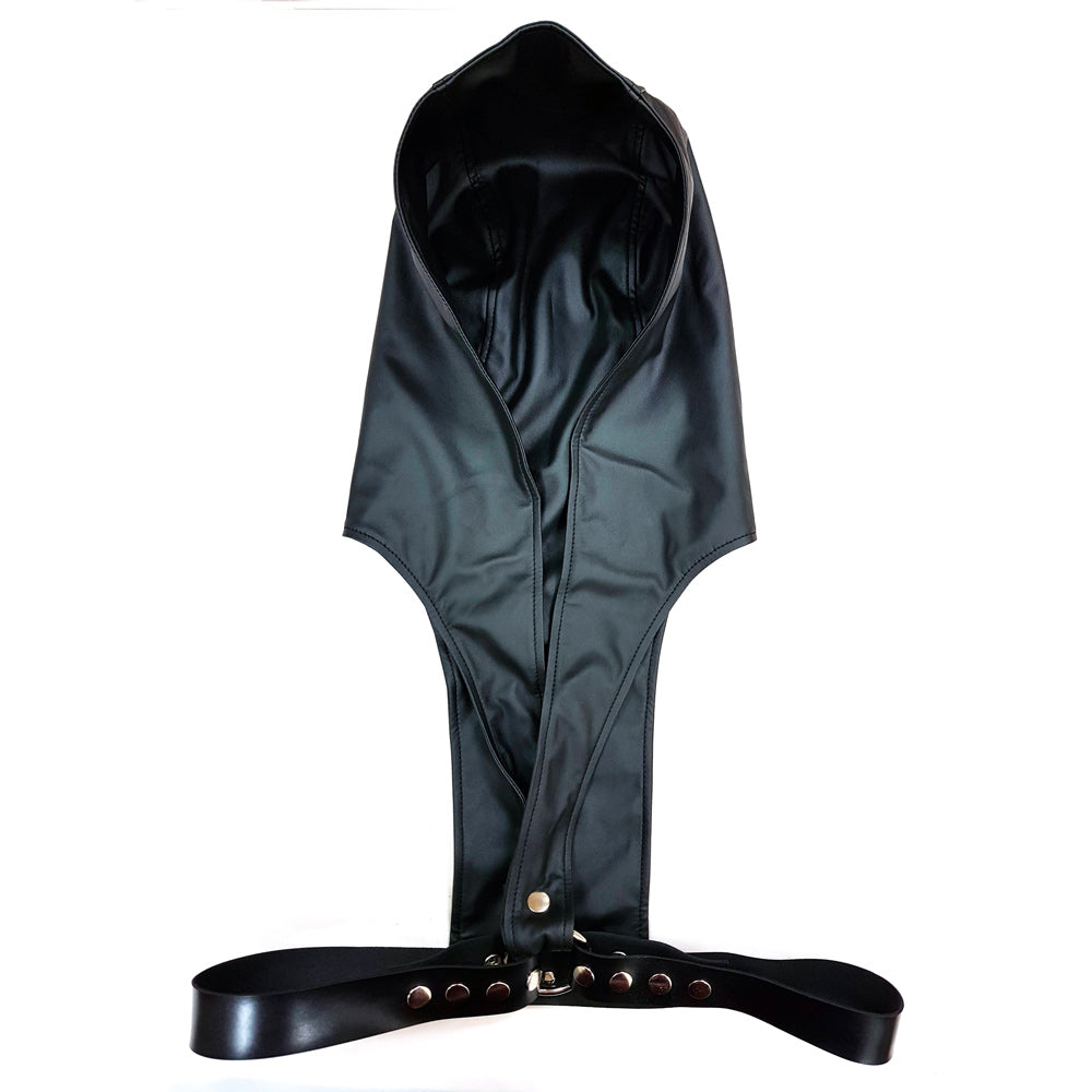 Rouge Leather Harness with Faux Leather Hoodie - Sinsations