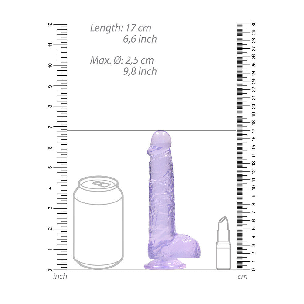 6 Inch Dildo - Purple Crystal Clear with Suction Cup by RealRock - Sinsations