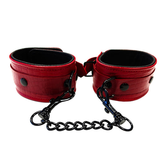Rouge Garments Leather Croc Print Ankle Cuffs - Sinsations