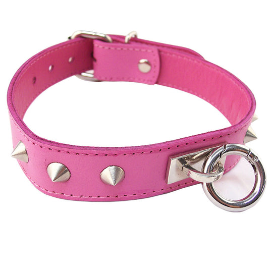 Rouge Garments Pink Studded ORing Studded Collar - Sinsations