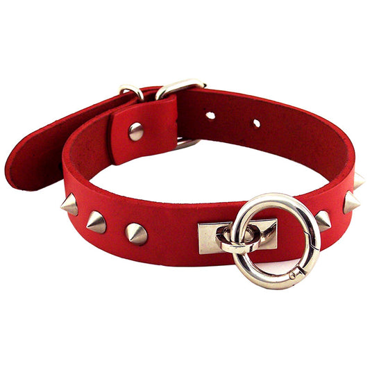 Rouge Garments Red Studded ORing Studded Collar - Sinsations