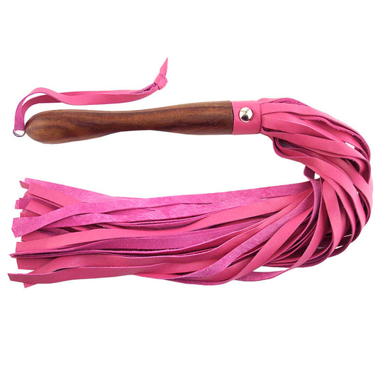 Rouge Garments Wooden Handled Pink Leather Flogger - Sinsations