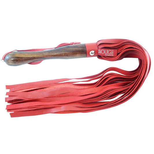 Rouge Garments Wooden Handled Red Leather Flogger - Sinsations