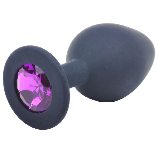 Medium Black Jewelled Silicone Butt Plug - Sinsations