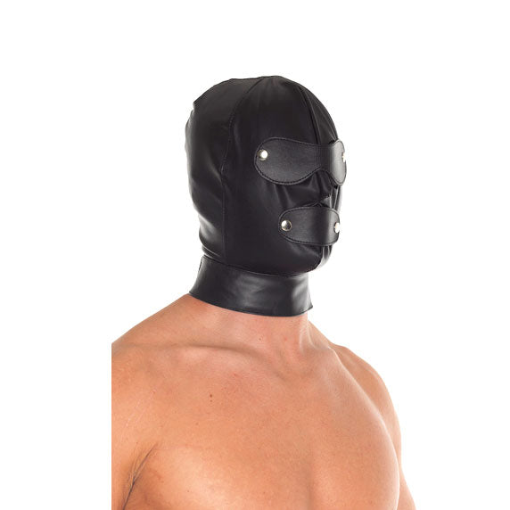 Leather Full Face Mask With Detachable Blinkers - Sinsations