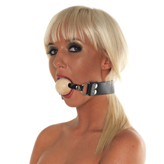 Leather Gag With Wooden Ball - Sinsations