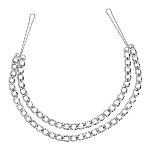 Silver Nipple Clamps With Double Chain - Sinsations