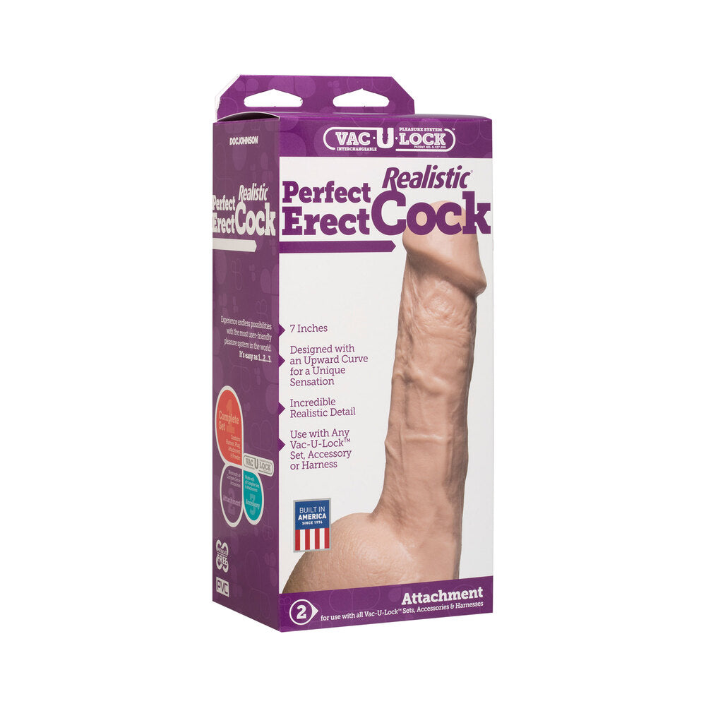 VacULock 7 Inch Perfect Erect Cock Attachment Flesh Pink - Sinsations