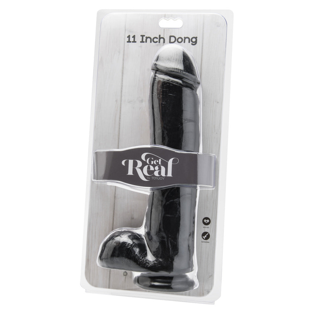 ToyJoy Get Real 11 Inch Dong With Balls Black - Sinsations