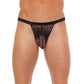 Mens Black GString With Black Net Pouch - Sinsations