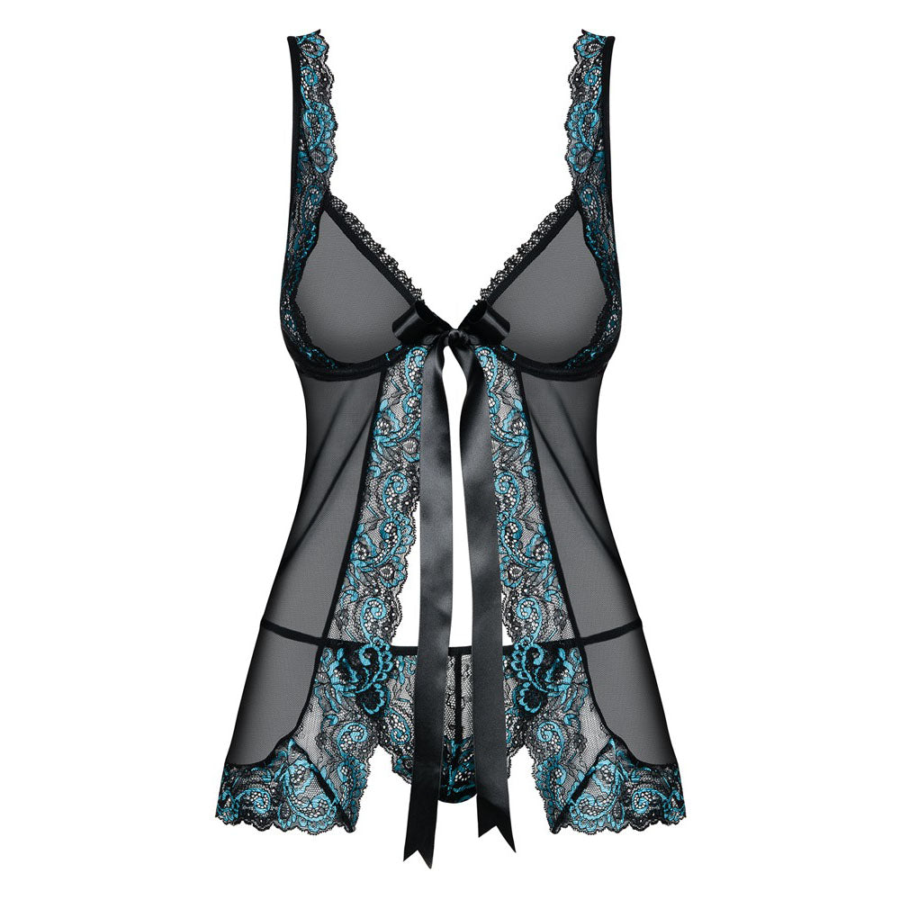 Obsessive Open Front Babydoll And String Black - Sinsations