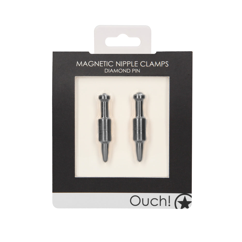 Ouch Magnetic Nipple Clamps Diamond Pin Grey - Sinsations