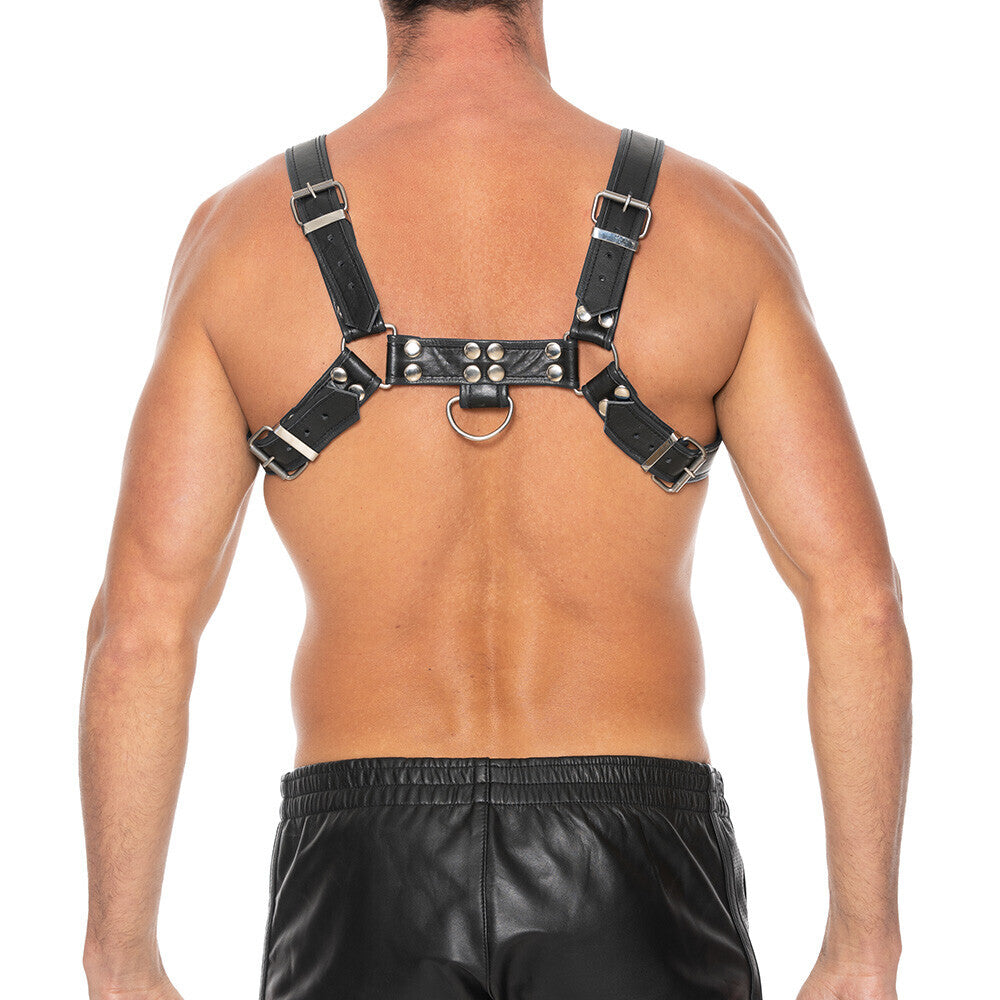Ouch Chest Bulldog Harness Black Large to Xlarge - Sinsations