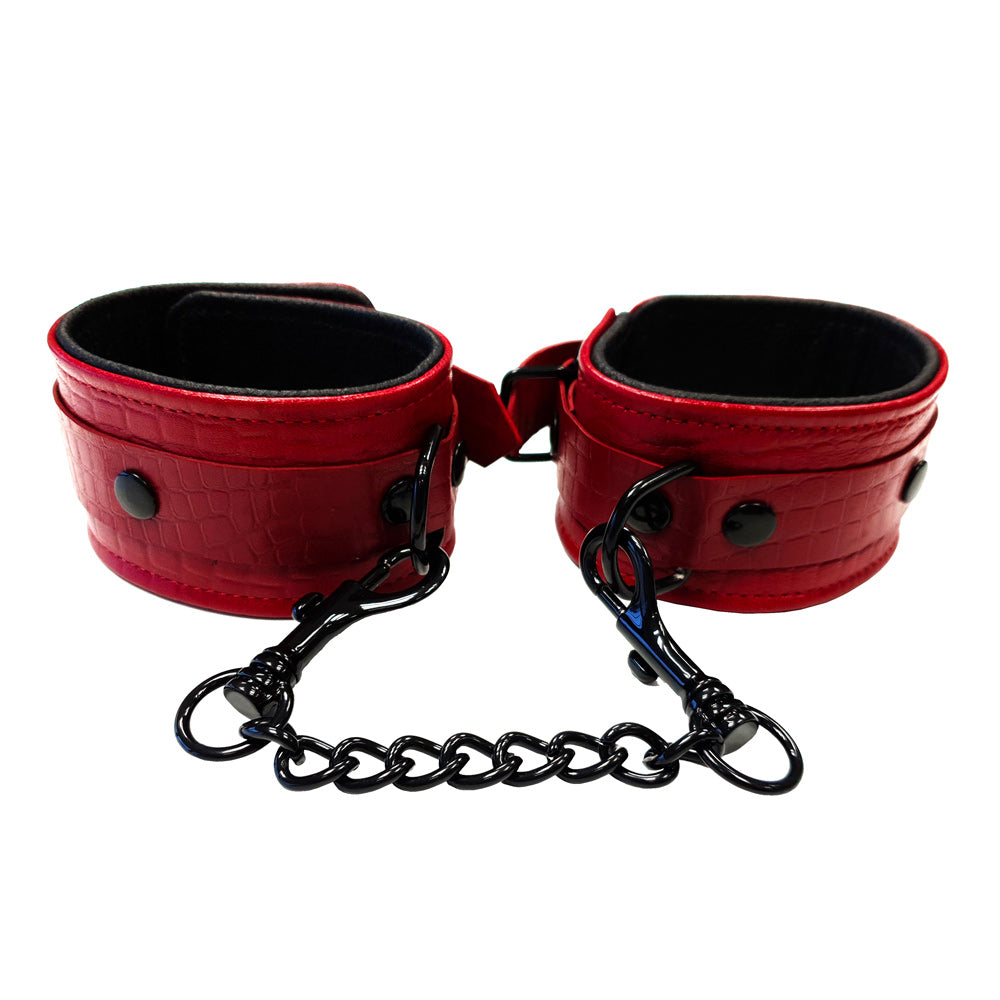 Rouge Garments Leather Croc Print Wrist Cuffs - Sinsations