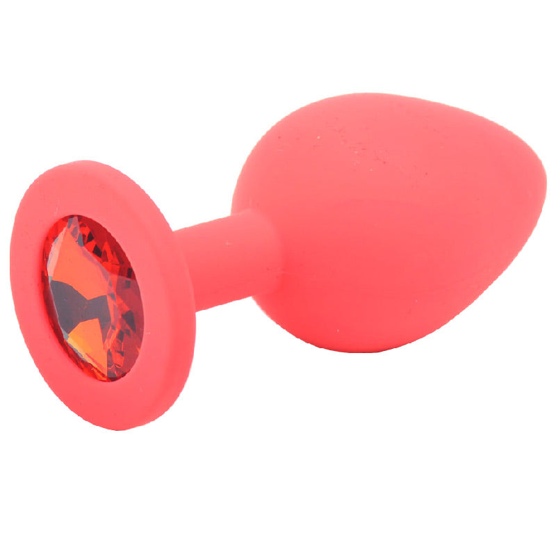 Medium Red Jewelled Silicone Butt Plug - Sinsations