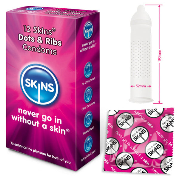 Skins Condoms Dots And Ribs 12 Pack - Sinsations