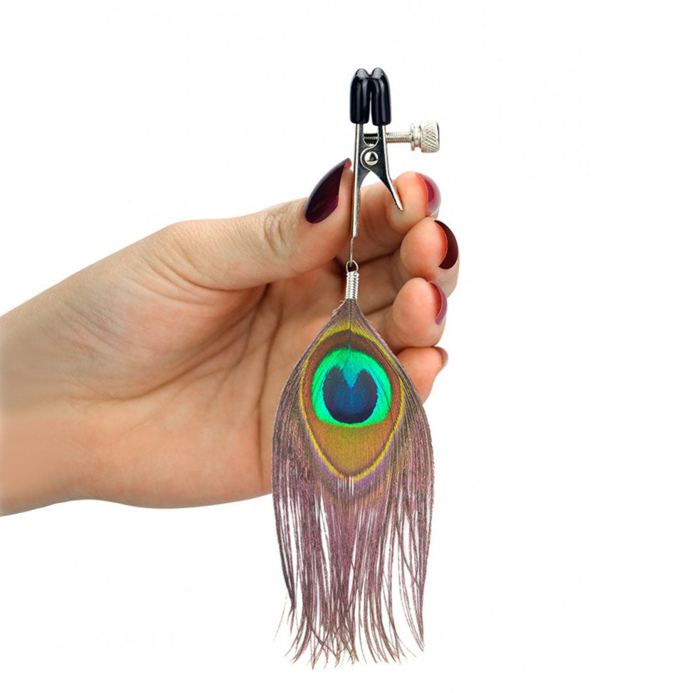 Nipple Clamps With Peacock Feather Trim - Sinsations